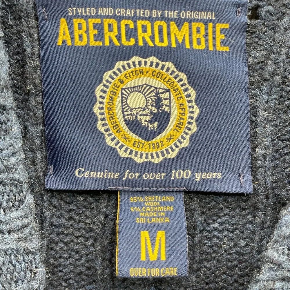 VTG Abercrombie Wool Cashmere Sweater Women Med Navy Tennis Classic Y2k Academia
